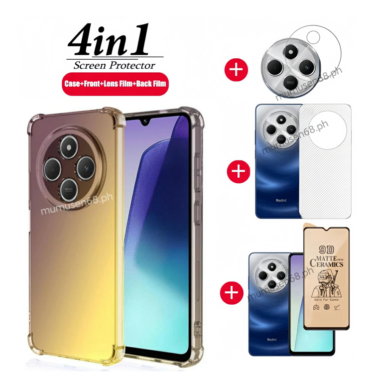 [Hàng có sẵn] 4in1 Redmi 14C / poco C75 Vỏ điện thoại di động chống rơi màu Gradient cho Redmi A3 / Poco C61 Phim bảo vệ màn hình gốm + phim ống kính + phim mặt sau
