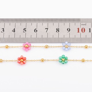 Dây chuyền hoa màu bằng thép không gỉ Phụ kiện trang sức tự làm Dây chuyền hạt mạ vàng 18k