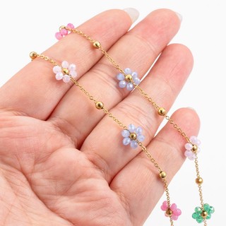 Dây chuyền hoa màu bằng thép không gỉ Phụ kiện trang sức tự làm Dây chuyền hạt mạ vàng 18k