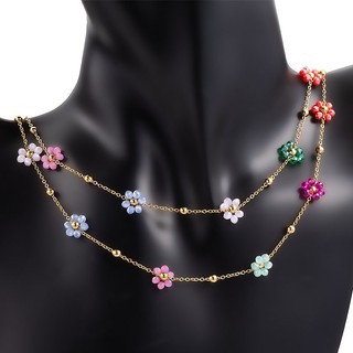 Dây chuyền hoa màu bằng thép không gỉ Phụ kiện trang sức tự làm Dây chuyền hạt mạ vàng 18k