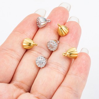 Mặt dây chuyền hạt sen bằng thép không gỉ Phụ kiện trang sức DIY 18k Lucky Lotus Charms