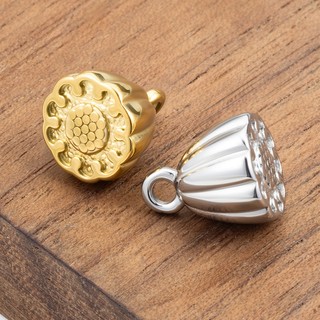 Mặt dây chuyền hạt sen bằng thép không gỉ Phụ kiện trang sức DIY 18k Lucky Lotus Charms