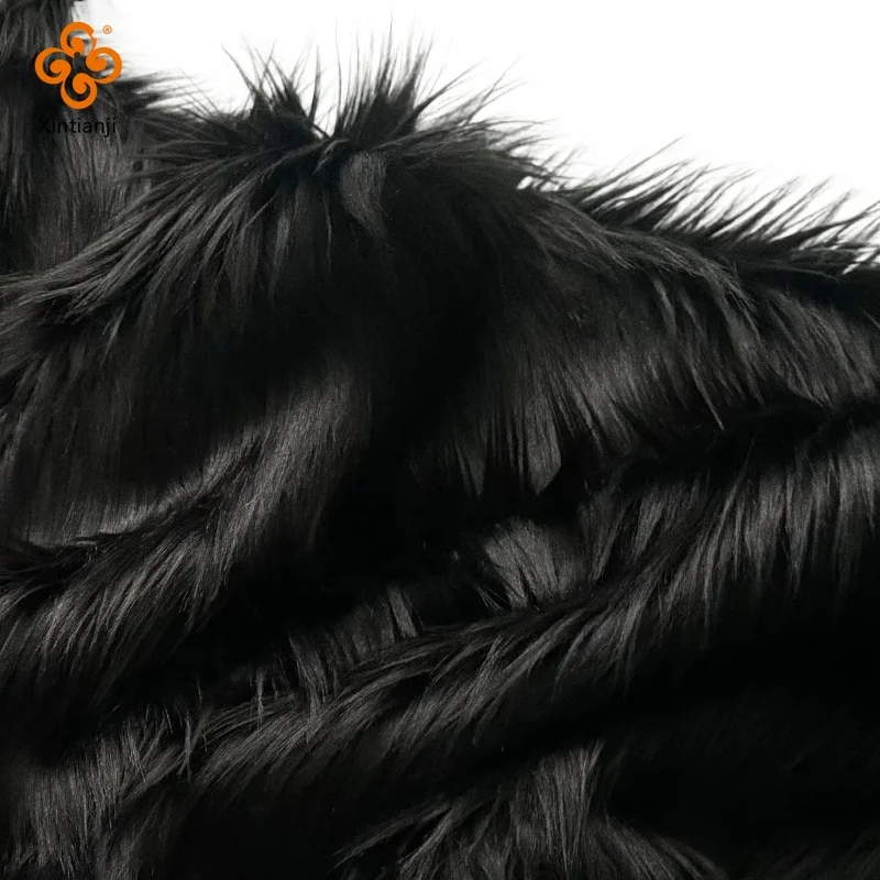 9cm ĐEN Mohair Dài Cọc Giả Lông Vải DIY May Phụ Kiện Trang Phục Hóa Trang Ảnh Chống Đỡ Viền Ném Gối Thủ Công 25x45cm