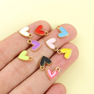 20 Chiếc Màu Kẹo Mini Hình Trái Tim Men Quyến Rũ, Cặp Đôi Dễ Thương Trang Sức Nhỏ Giọt Dầu Hợp Kim Phụ Kiện Vòng Tay Thời Trang Vòng Cổ Bông Tai Dây Xích Điện Thoại DIY Nhiều Màu Sắc Trái Tim Tình Yêu Mặt Dây Chuyền