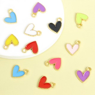 20 Chiếc Màu Kẹo Mini Hình Trái Tim Men Quyến Rũ, Cặp Đôi Dễ Thương Trang Sức Nhỏ Giọt Dầu Hợp Kim Phụ Kiện Vòng Tay Thời Trang Vòng Cổ Bông Tai Dây Xích Điện Thoại DIY Nhiều Màu Sắc Trái Tim Tình Yêu Mặt Dây Chuyền
