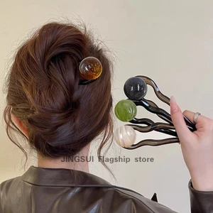 Retro Đơn Giản Đính Hạt Hình Chữ u Kẹp Tóc Nữ Phong Cách Mới Cao Cấp Đầu Mùa Xuân Bóng Đầu Đĩa Phụ Kiện Tóc