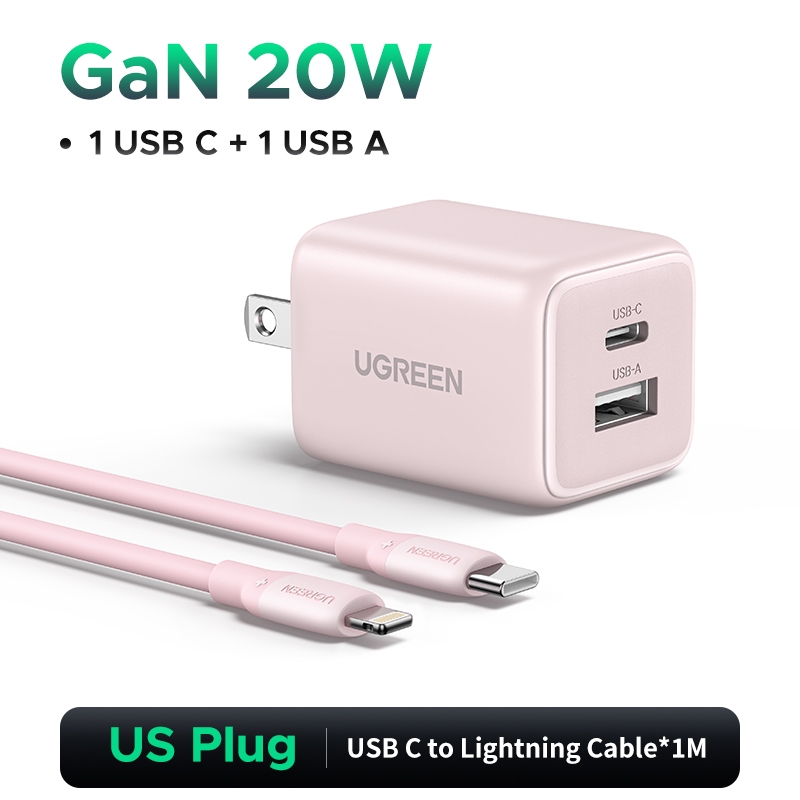 Ugreen 20W GaN Nexode Sạc Mini USB C Sạc Điện Thoại PD3.0 QC3.0 Cho iPhone 16 15 14 Pro Max Samsung S25 Máy Tính Bảng Xiaomi iPad Air Pro