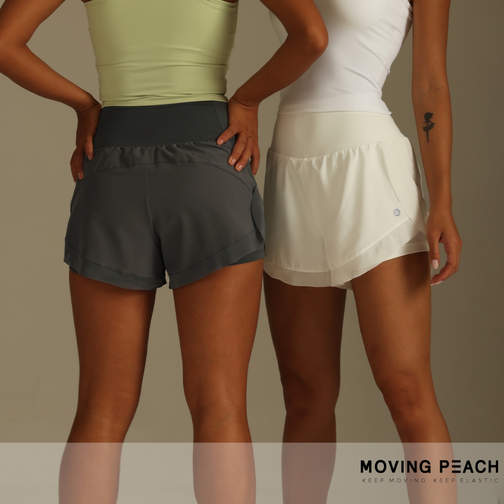 Ảnh MOVING PEACH Quần short chạy bộ thể thao Eo cao Lưới tập luyện Quần short đi xe đạp có túi APG 4