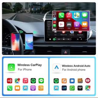 Mới 2 Trong 1 CP + AA Carplay Android Auto Mini Box Bộ Chuyển Đổi Carplay Không Dây Có Dây Sang Không Dây Cho USB / Type-C Dongle Cắm Và Chạy