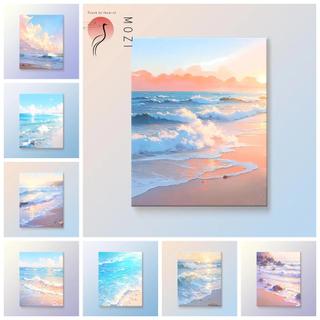 MOZI ✨ Tranh số hóa theo số 40×50cm/30×40cm, tranh sơn dầu tô màu theo số, tranh mùa hè bãi biển