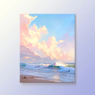 MOZI ✨ Tranh số hóa theo số 40×50cm/30×40cm, tranh sơn dầu tô màu theo số, tranh mùa hè bãi biển