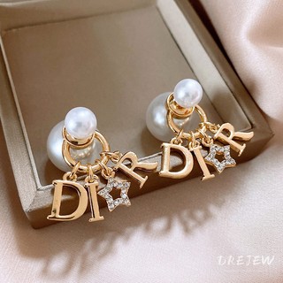 Drejew Bạc kim cương ngôi sao chữ bi ngọc trai một bông tai hai dây