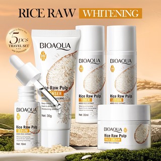 [Giảm giá hấp dẫn] BIOAQUA Rice Raw Pulp White Skincare Travel Set Cleanser / Toner / Lotion / Serum / Cream Bộ dùng thử 5 món