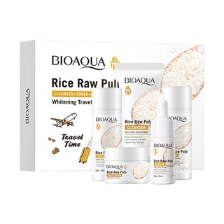 [Giảm giá hấp dẫn] BIOAQUA Rice Raw Pulp White Skincare Travel Set Cleanser / Toner / Lotion / Serum / Cream Bộ dùng thử 5 món