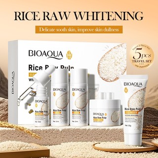 [Giảm giá hấp dẫn] BIOAQUA Rice Raw Pulp White Skincare Travel Set Cleanser / Toner / Lotion / Serum / Cream Bộ dùng thử 5 món