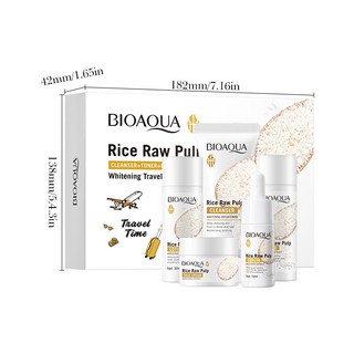 [Giảm giá hấp dẫn] BIOAQUA Rice Raw Pulp White Skincare Travel Set Cleanser / Toner / Lotion / Serum / Cream Bộ dùng thử 5 món