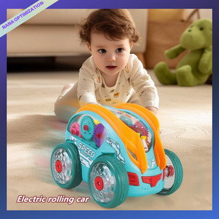 Xe đóng thế điện xoay 360 xe tải nhẹ nhạc trong suốt bánh răng đa năng ô tô đồ chơi trẻ em ô tô