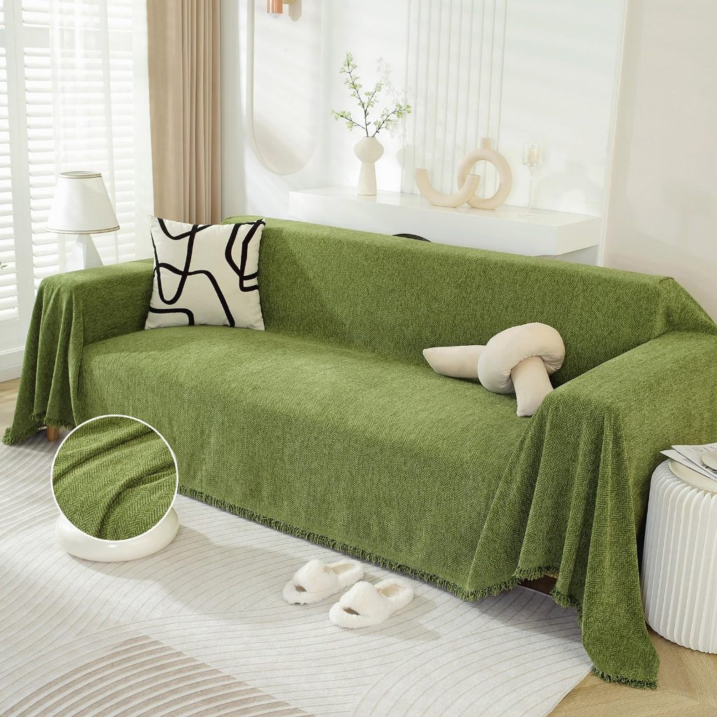 Vỏ Sofa Chenille Màu Trơn, Vỏ Sofa 2 Và 3 Chỗ, Chăn Sofa Đa Năng Chống Trơn Trượt