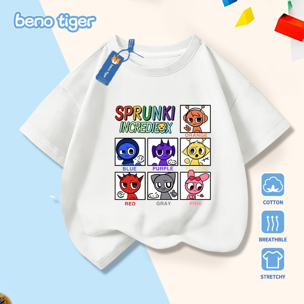 Áo thun bé trai BenoTiger áo phông cộc tay cho bé in hình Rhythm Box chất thun cotton mềm mịn thấm hút mồ hôi
