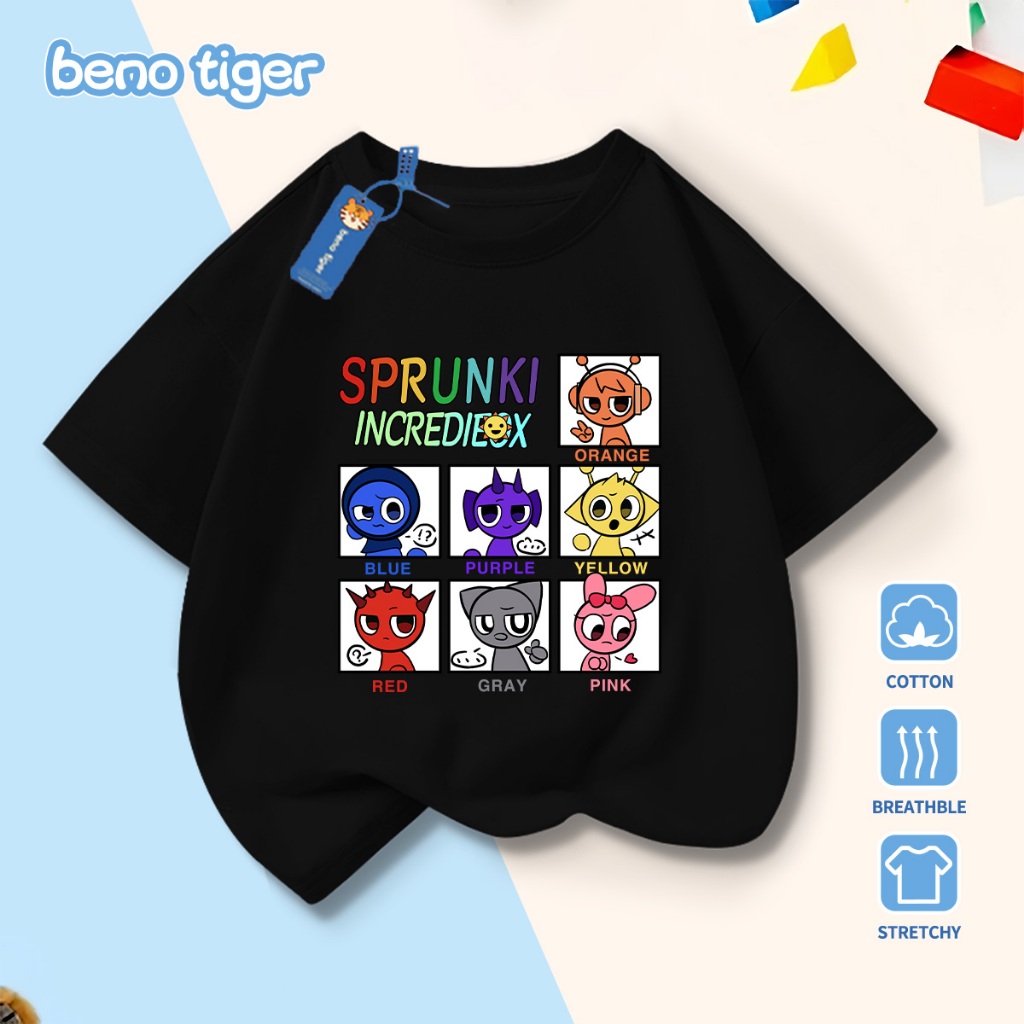 Áo thun bé trai BenoTiger áo phông cộc tay cho bé in hình Rhythm Box chất thun cotton mềm mịn thấm hút mồ hôi
