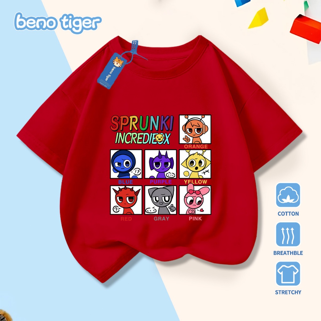 Áo thun bé trai BenoTiger áo phông cộc tay cho bé in hình Rhythm Box chất thun cotton mềm mịn thấm hút mồ hôi