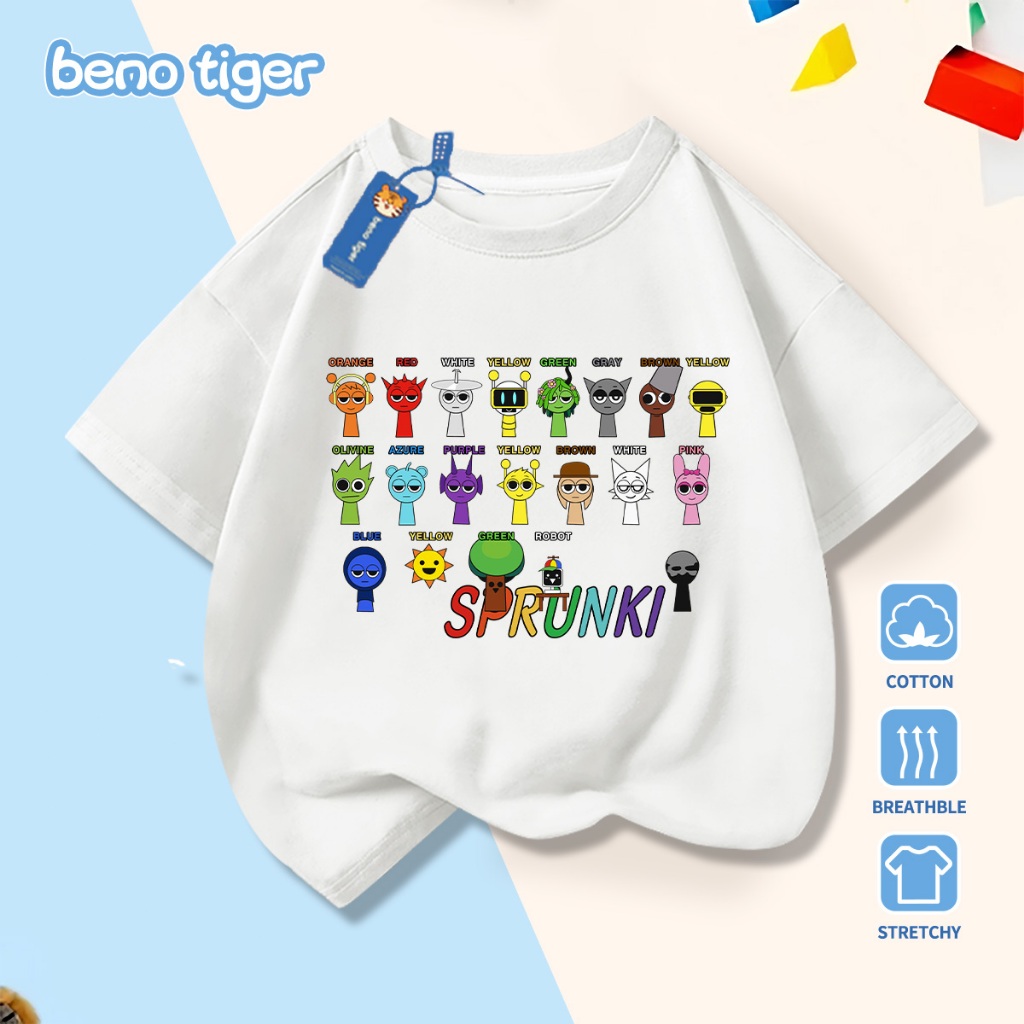 Áo thun bé trai BenoTiger áo phông cộc tay cho bé in hình Colorful Kitten chất thun cotton mềm mịn thấm hút mồ hôi