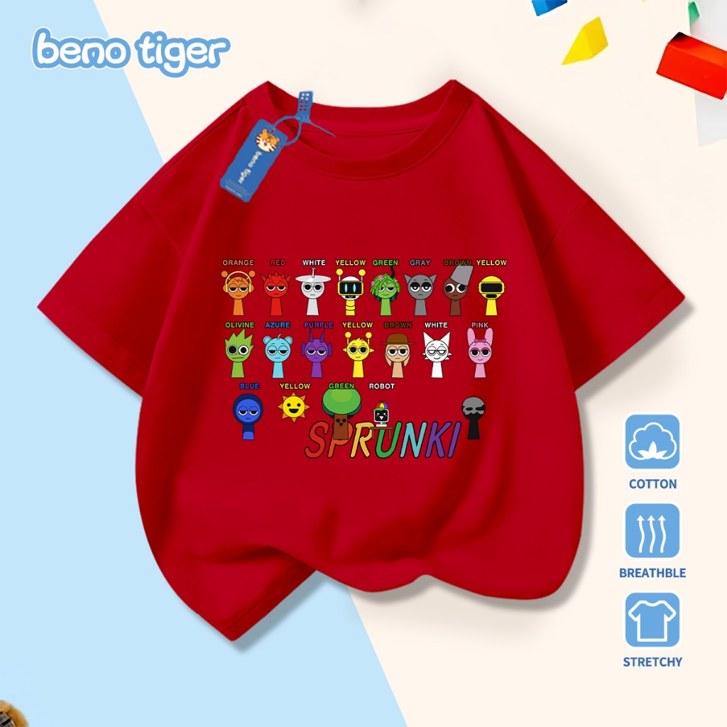 Áo thun bé trai BenoTiger áo phông cộc tay cho bé in hình Colorful Kitten chất thun cotton mềm mịn thấm hút mồ hôi