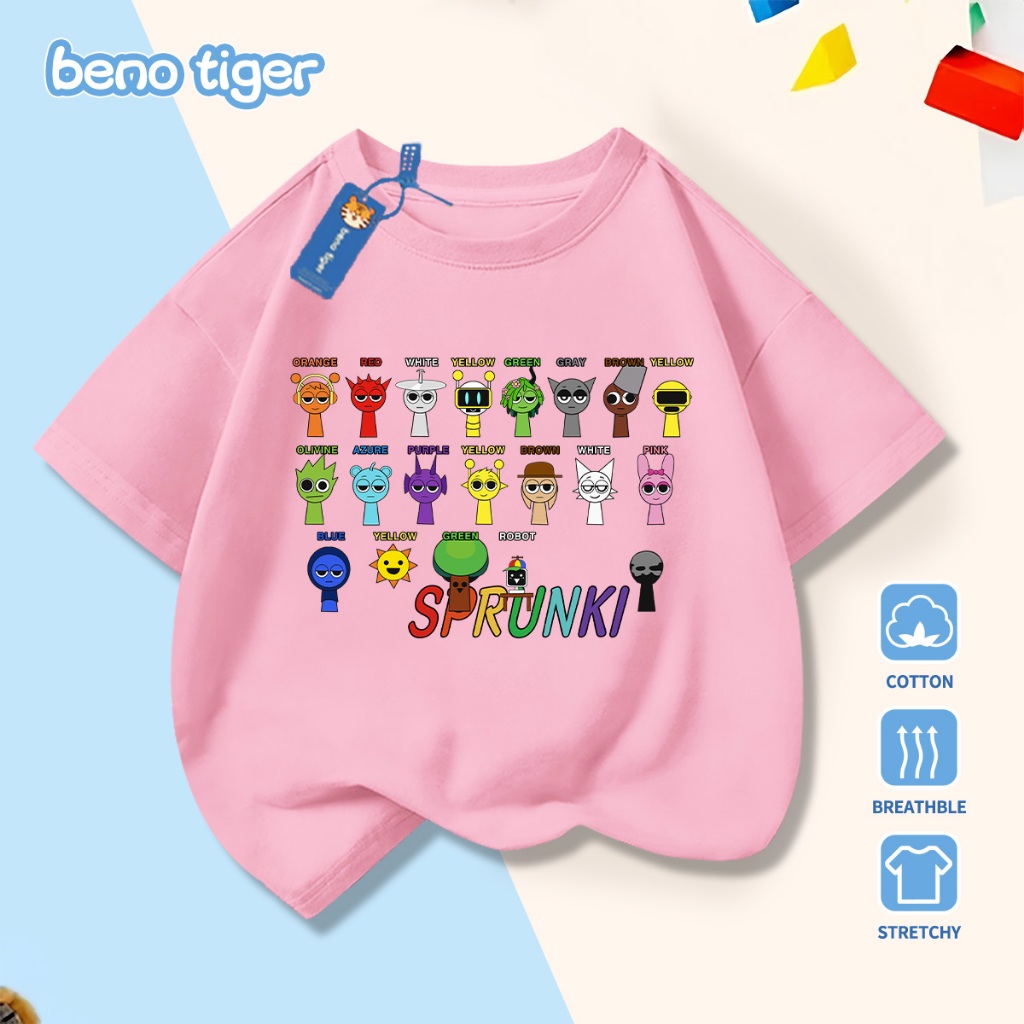 Áo thun bé trai BenoTiger áo phông cộc tay cho bé in hình Colorful Kitten chất thun cotton mềm mịn thấm hút mồ hôi