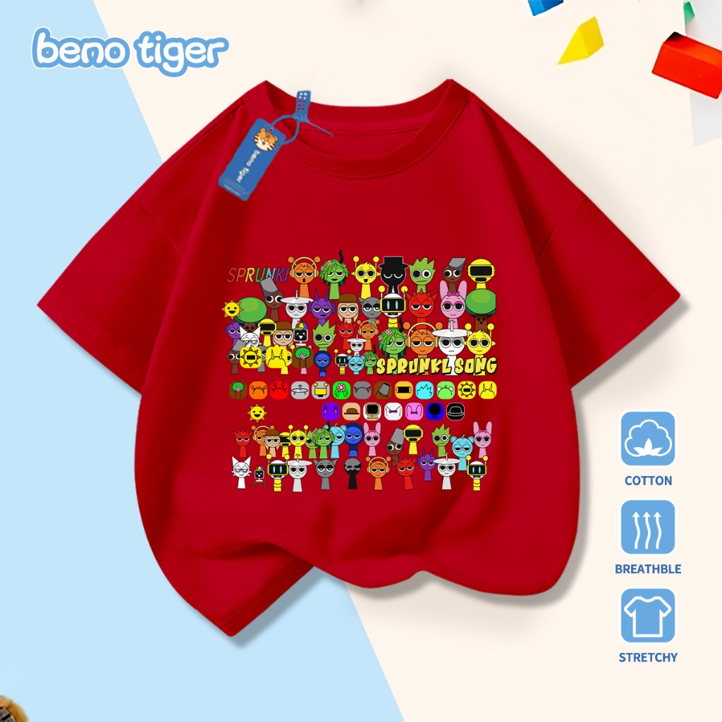 Áo thun bé trai BenoTiger áo phông cộc tay cho bé in hình Rhythm Box chất thun cotton mềm mịn thấm hút mồ hôi