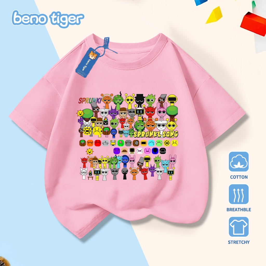 Áo thun bé trai BenoTiger áo phông cộc tay cho bé in hình Rhythm Box chất thun cotton mềm mịn thấm hút mồ hôi
