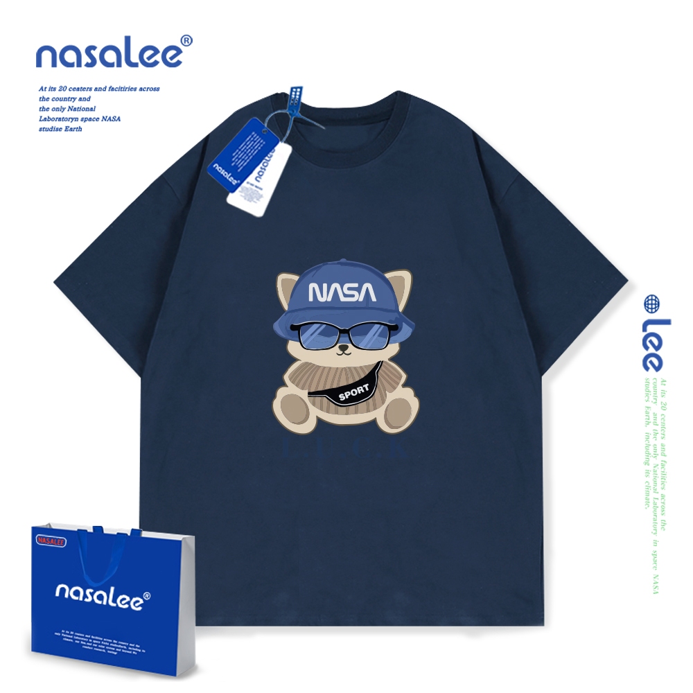 Áo thun ngắn tay hình gấu may mắn cho trẻ em in hình hoạt hình Cotton nguyên chất thoải mái 2025 Phong cách mới