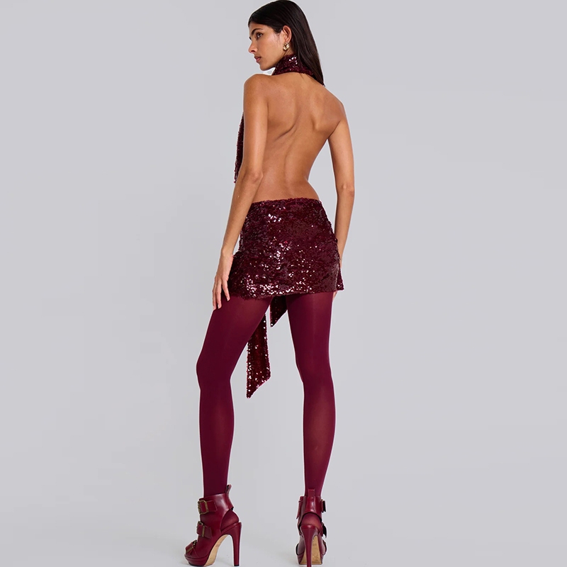 Cutenew Gợi Cảm Mini Váy Không Lưng Tắt Tay Sâu V Skinny Quấn Mông Cá Tính Niche Nóng Gà Con Nhìn Mỏng Hơn Thời Trang Nóng Mới