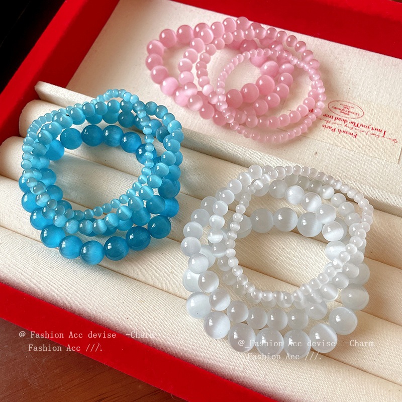 Vòng tay đính cườm mắt mèo đơn giản thích hợp vòng tay giác quan cao cấp nữ tươi hàng ngày mọi thứ thiết kế ngọt ngào trang sức tay nữ