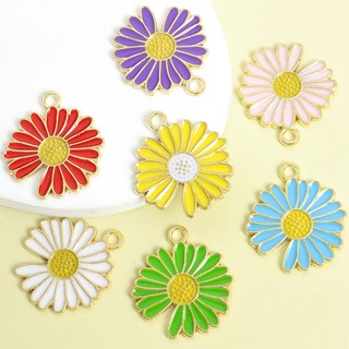10 Chiếc Little Fresh Daisy Design Men Charms Vòng Cổ Thời Trang Xuân Hè, Bông Tai, Vòng Tay, Dây Xích Điện Thoại Và Túi Treo Trang Trí DIY Nhiều Màu Sắc Hoa Thả Hợp Kim Mặt Dây Chuyền
