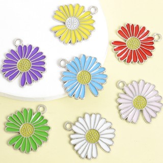10 Chiếc Little Fresh Daisy Design Men Charms Vòng Cổ Thời Trang Xuân Hè, Bông Tai, Vòng Tay, Dây Xích Điện Thoại Và Túi Treo Trang Trí DIY Nhiều Màu Sắc Hoa Thả Hợp Kim Mặt Dây Chuyền