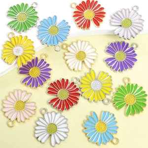 10 Chiếc Little Fresh Daisy Design Men Charms Vòng Cổ Thời Trang Xuân Hè, Bông Tai, Vòng Tay, Dây Xích Điện Thoại Và Túi Treo Trang Trí DIY Nhiều Màu Sắc Hoa Thả Hợp Kim Mặt Dây Chuyền