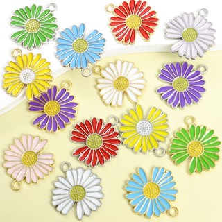 10 Chiếc Little Fresh Daisy Design Men Charms Vòng Cổ Thời Trang Xuân Hè, Bông Tai, Vòng Tay, Dây Xích Điện Thoại Và Túi Treo Trang Trí DIY Nhiều Màu Sắc Hoa Thả Hợp Kim Mặt Dây Chuyền