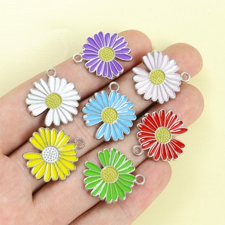 10 Chiếc Little Fresh Daisy Design Men Charms Vòng Cổ Thời Trang Xuân Hè, Bông Tai, Vòng Tay, Dây Xích Điện Thoại Và Túi Treo Trang Trí DIY Nhiều Màu Sắc Hoa Thả Hợp Kim Mặt Dây Chuyền
