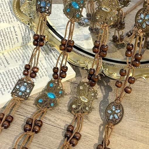 Vintage ethnic style hand woven waist belt- holiday style waist rope - Bohemian style woven waist chain