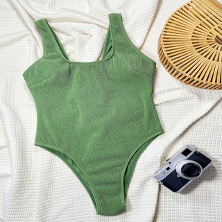 Đồ Bơi Nữ Màu Xanh Bình Một Mảnh Lưng Bikini Tắm Phù Hợp Với Đệm Đồ Bơi