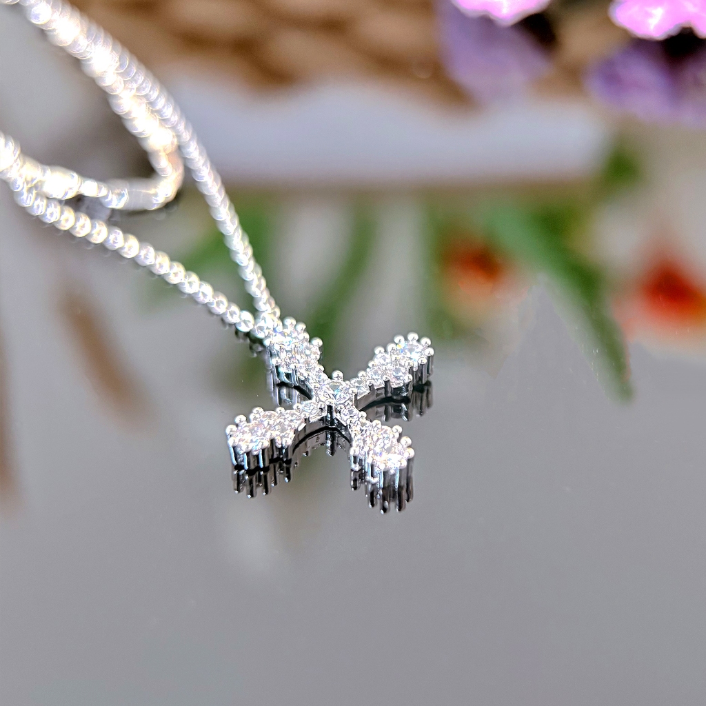 Cross Double Layer Stacking Necklace Luxury Niche Thiết kế Thời trang Cool Bone Necklace
