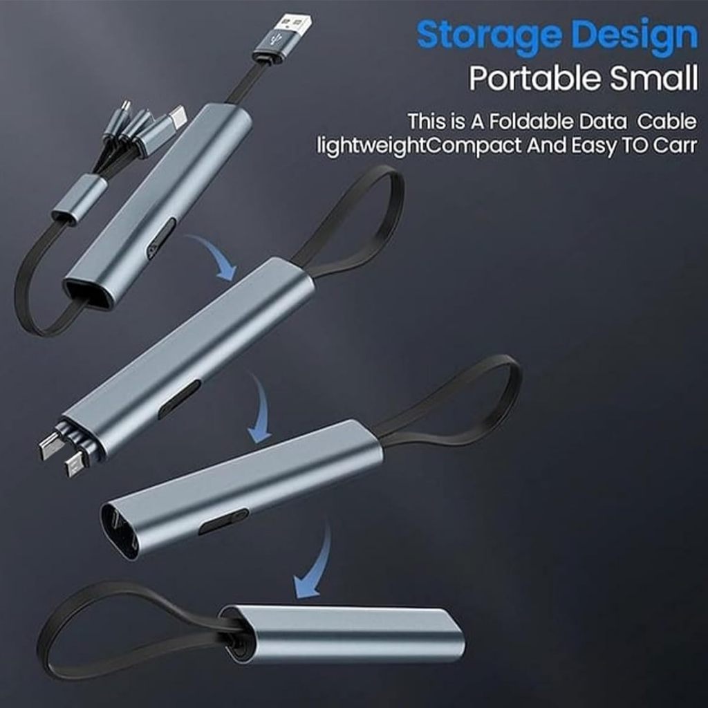 Ảnh Cáp sạc nhanh 3 trong 1 hóa đơn, Bộ sạc hóa đơn 3 trong một, Cáp di động 3 trong 1, Cáp sạc nhanh 3 trong 1, Cáp dữ liệu có thể thu vào 9ft cho nhiều thiết bị 4