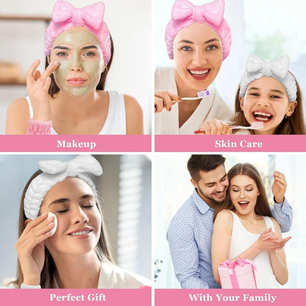 Băng đô và dây đeo cổ tay MAANGE Bộ ba dụng cụ làm sạch da mặt và chống ẩm cần thiết cho phụ nữ 51825