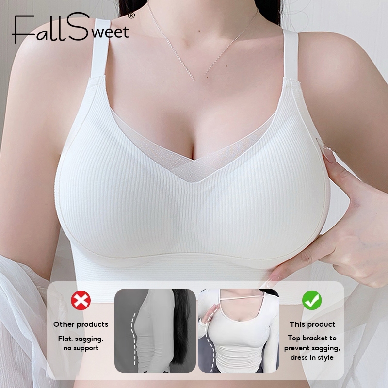 Ảnh Fallsweet Nữ Liền Mạch Cố Định Cup Áo Lót Đẩy Lên Mềm Hỗ Trợ Mỏng Cốc Nâng Đồ Lót Không Dây Ấm Đồng M-2XL 4