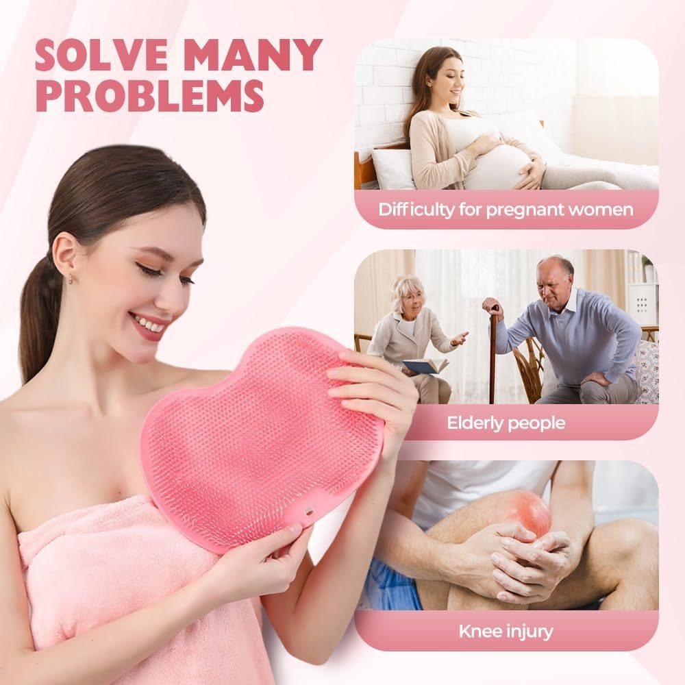 Ảnh Miếng đệm Massage chà chân & lưng tắm, Miếng đệm làm sạch lưng chân nâng cấp 2025, Tấm chà bàn chân bằng silicon Tấm chà sàn treo tường Cốc hút tắm cho nam giới 3