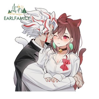 EARLFAMILY 13cm Dandadan Ayase Momo và Okarun Phim Hoạt Hình Đáng Sợ Nhãn Dán Xe Hơi Thời Trang Chống Thấm Nước JDM Decal Thích Hợp Cho Tủ Lạnh Xe Máy