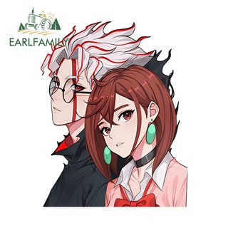 EARLFAMILY 13cm Dandadan Ayase Momo và Okarun Phim Hoạt Hình Đáng Sợ Nhãn Dán Xe Hơi Thời Trang Chống Thấm Nước JDM Decal Thích Hợp Cho Tủ Lạnh Xe Máy