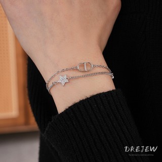 Drejew Kim Loại Chữ Hai Lớp Mặt Dây Chuyền Vòng Tay Thời Trang retro Nữ Tay Trang Sức