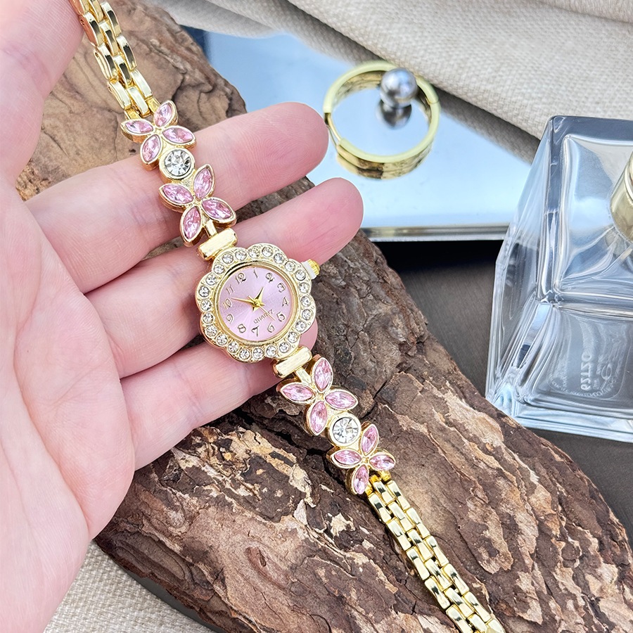 Đồng hồ nữ Vòng tay hoa Đồng hồ nữ Bộ kim cương thời trang Đồng hồ thạch anh Đồng hồ hình hoa