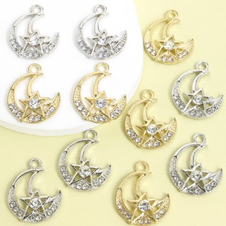 10 Chiếc Ramadan Ngôi Sao & Mặt Trăng Quyến Rũ Với Kim Cương Giả Sáng Bóng Kẻ Sọc, Dây Chuyền Xương Đòn Tính Khí, Dây Chuyền, Vòng Tay, Bông Tai Và Treo Đồ Trang Trí DIY Thiết Kế Rỗng Mặt Dây Hợp Kim